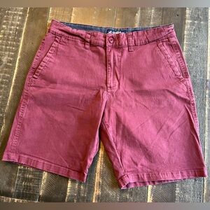 Rugby University Men's Flat Front Burgundy Shorts